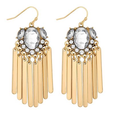 Designer gold crystal stick earring